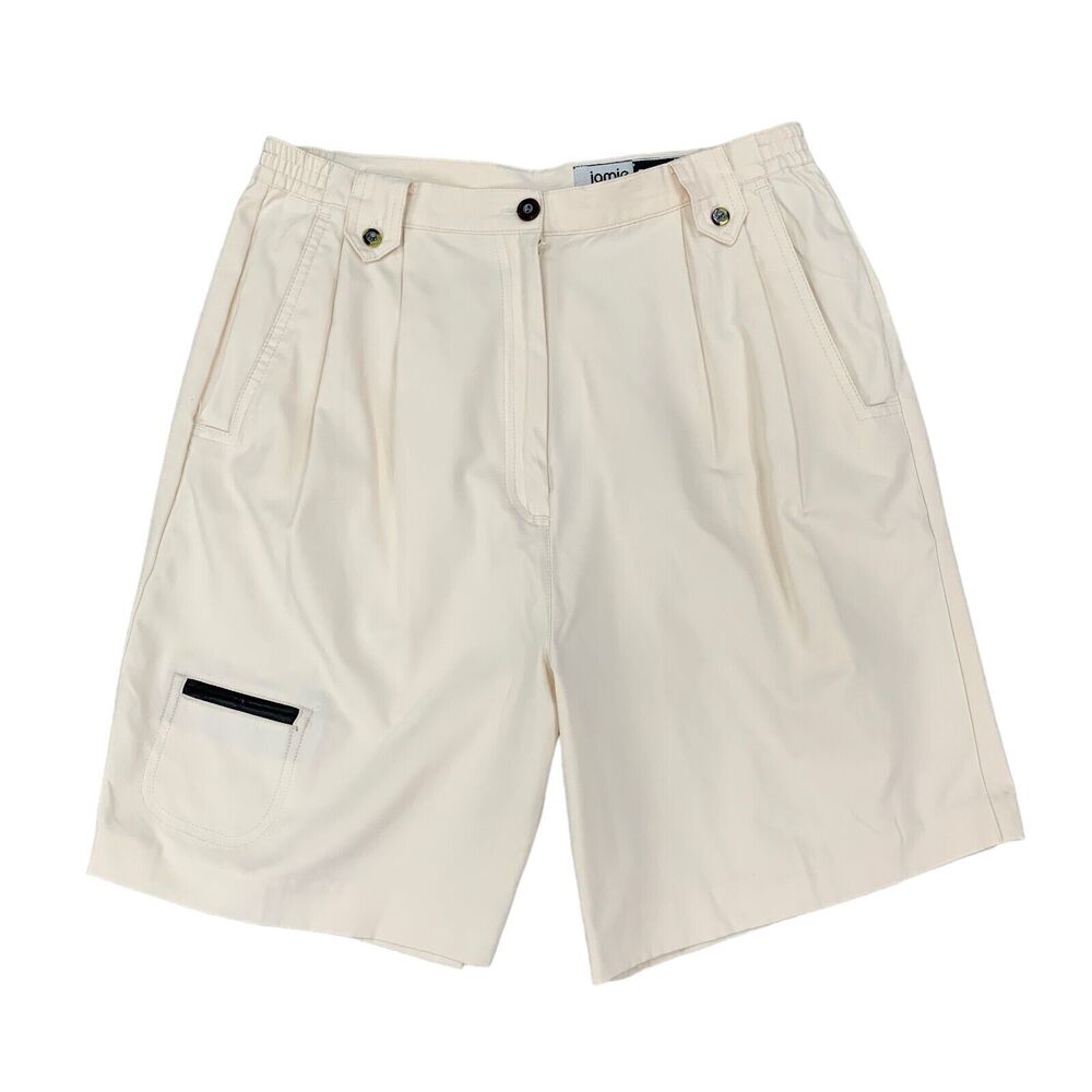 Jamie Sadock Golf Shorts Womens 8 Beige Pleated Nylon Blend High Rise Bermuda